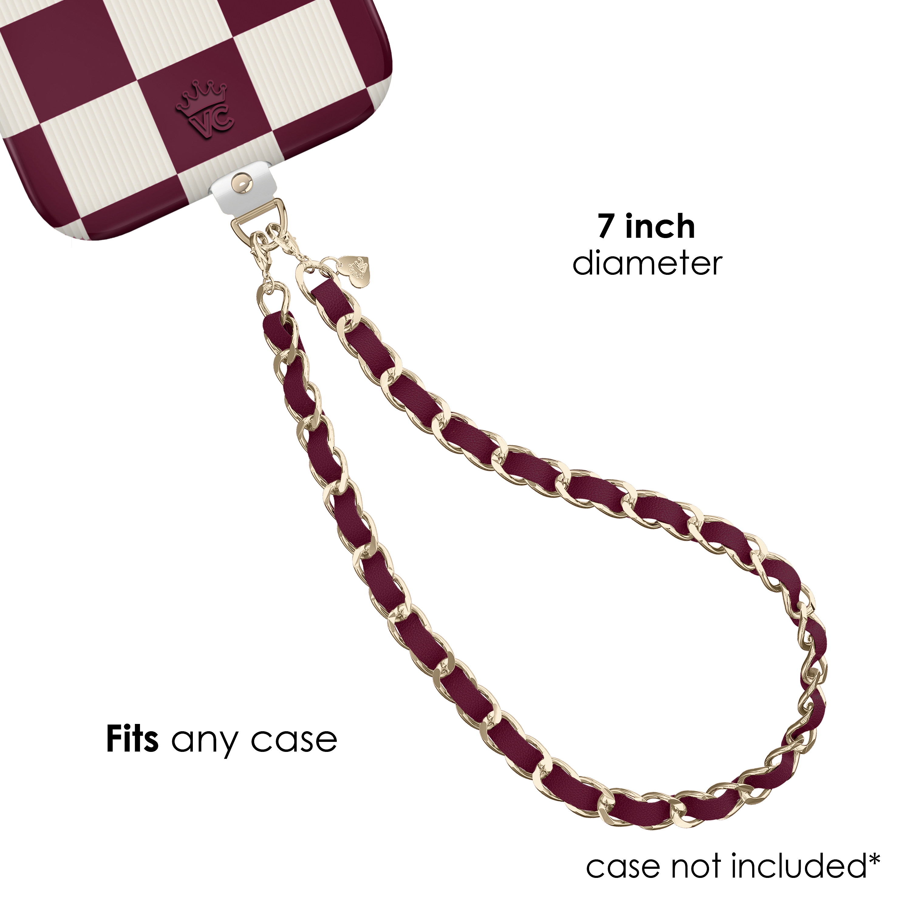 Burgundy Leather Chain Phone Charm - Thumbnail 4