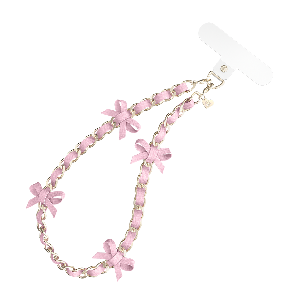 Pink Bow Leather Chain Phone Charm