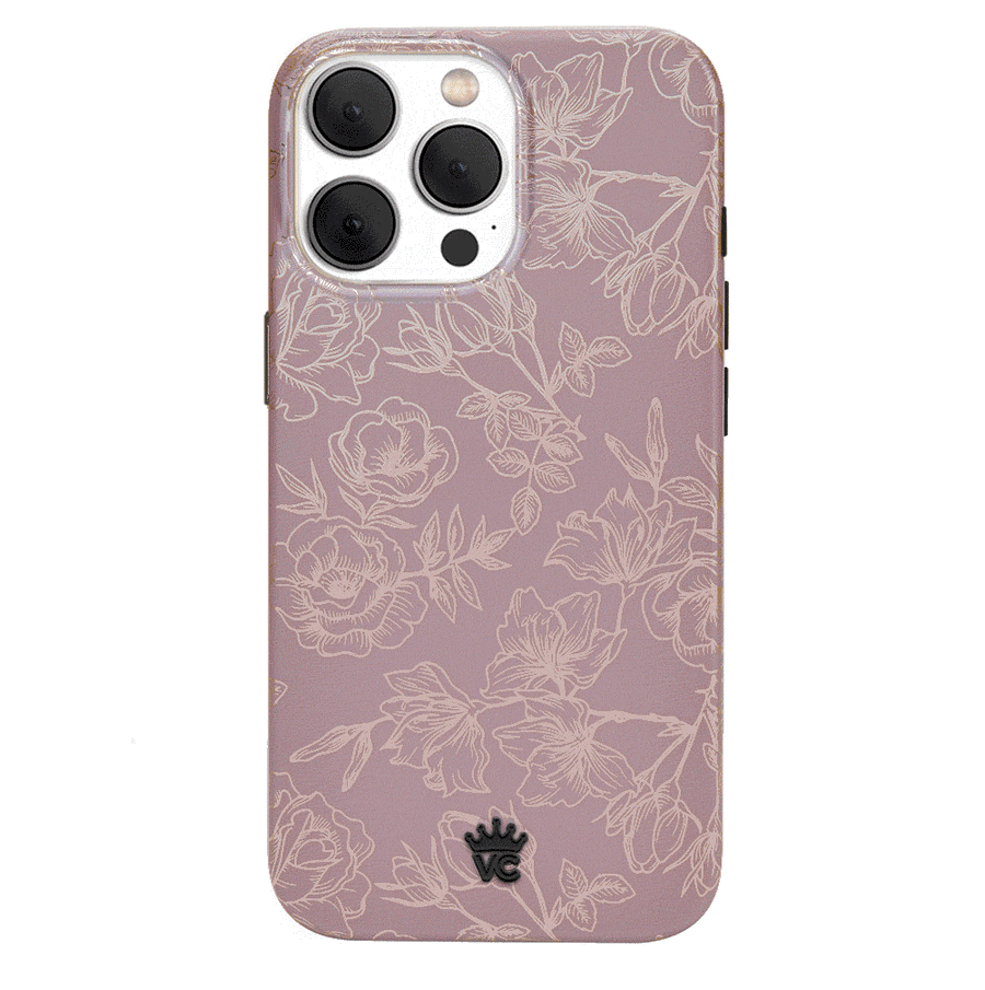 Dusty Rose Chrome Floral iPhone Case