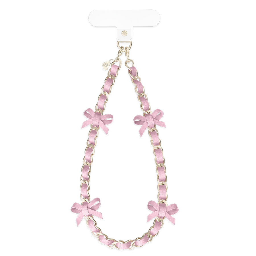 Pink Bow Leather Chain Phone Charm