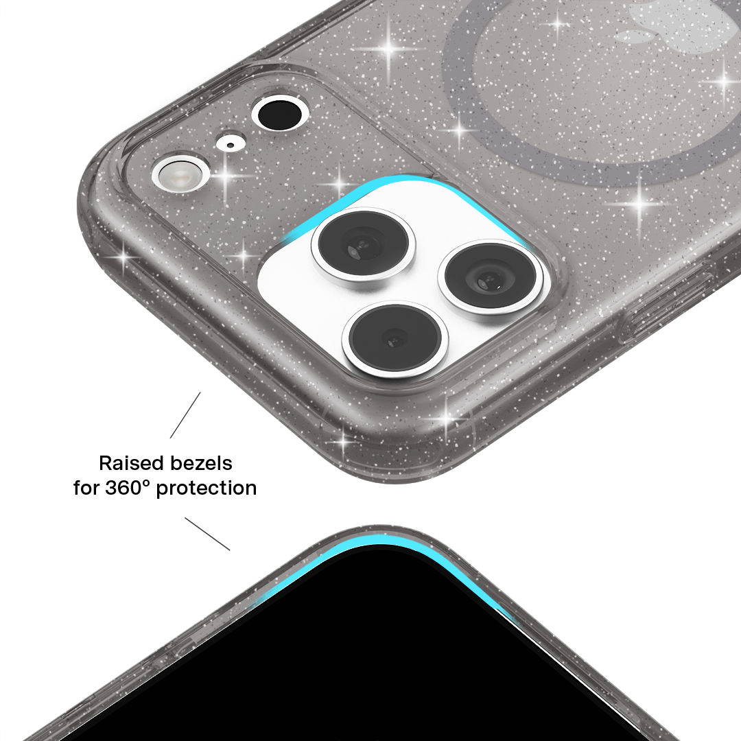 Grey Stardust Glitter iPhone Case - Thumbnail 3