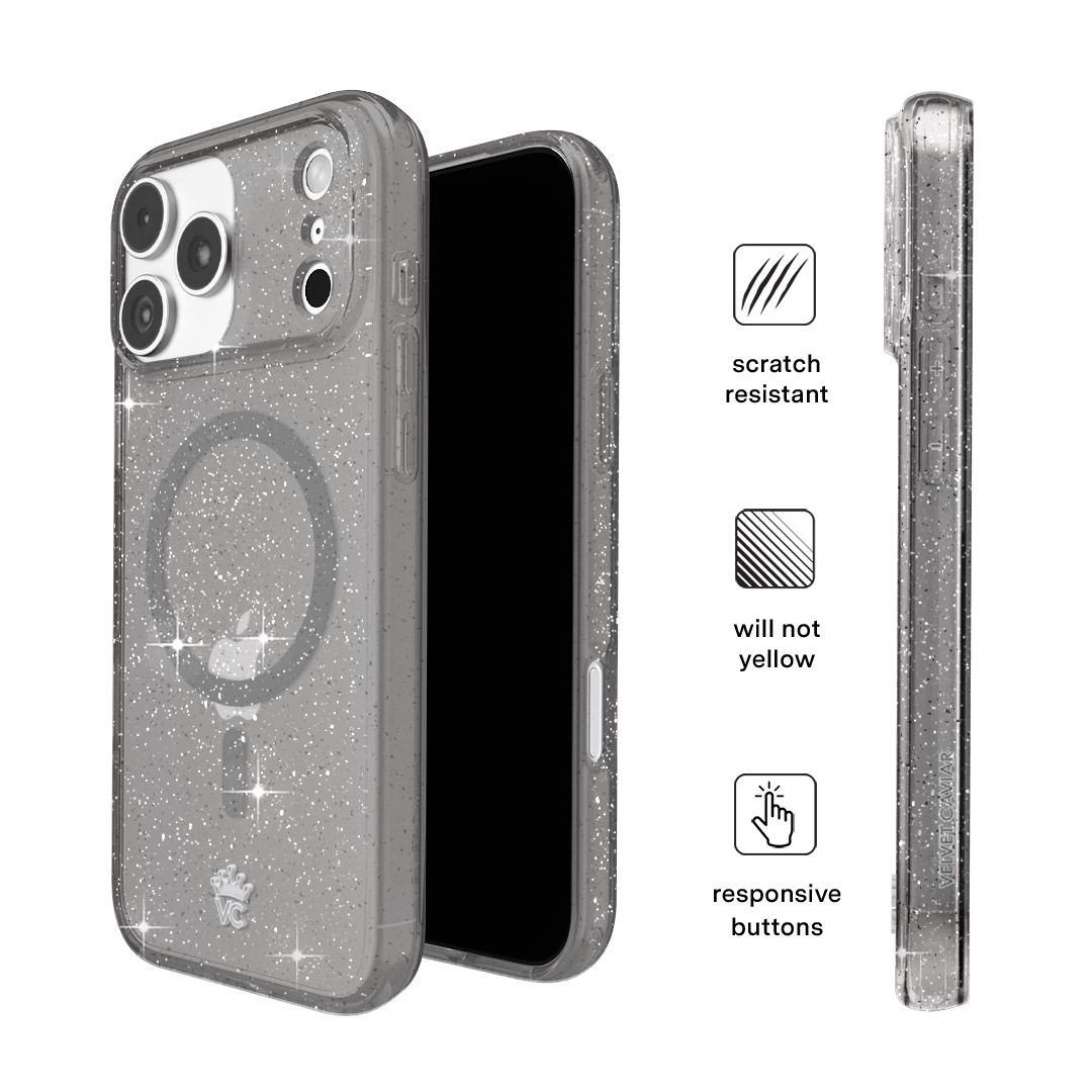 Grey Stardust Glitter iPhone Case - Thumbnail 2