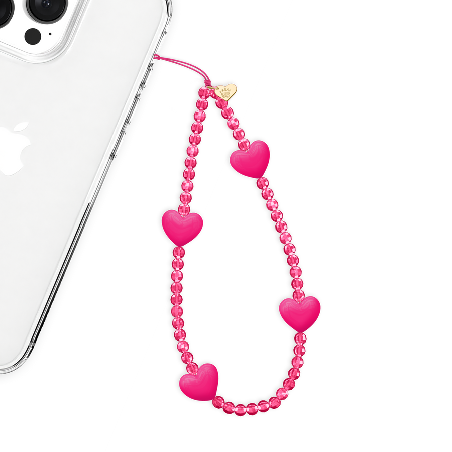 Hot Pink Heart Phone Charm