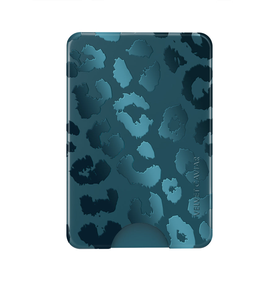 Metallic Navy Leopard MagSafe Wallet