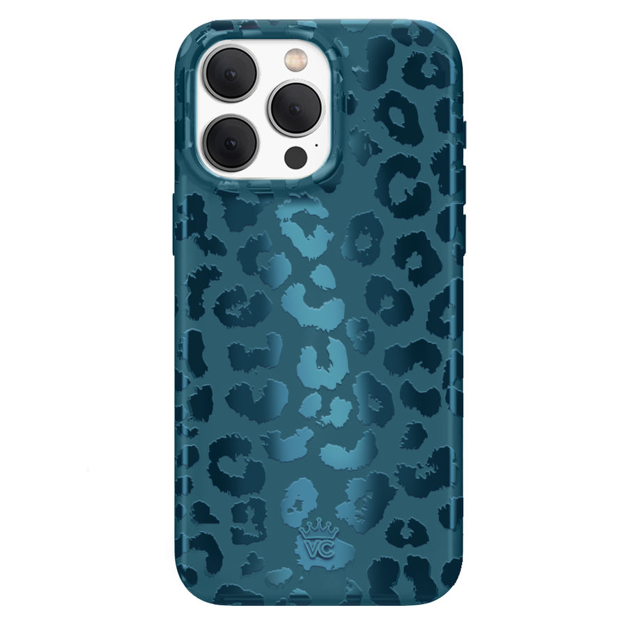 Metallic Navy Leopard iPhone Case