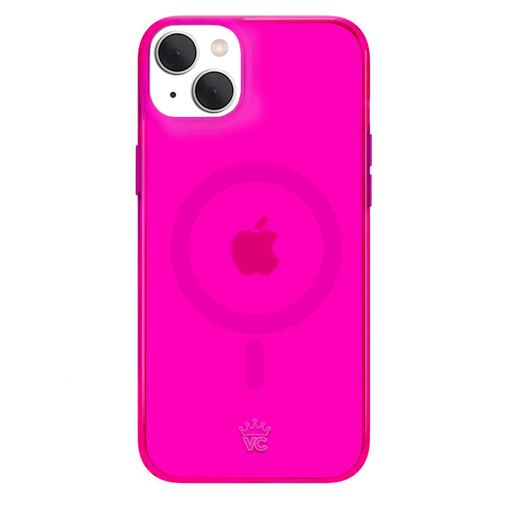 Felony Case - iPhone 12 Pro Max Neon Pink Clear Protective Case, TPU and Polycar