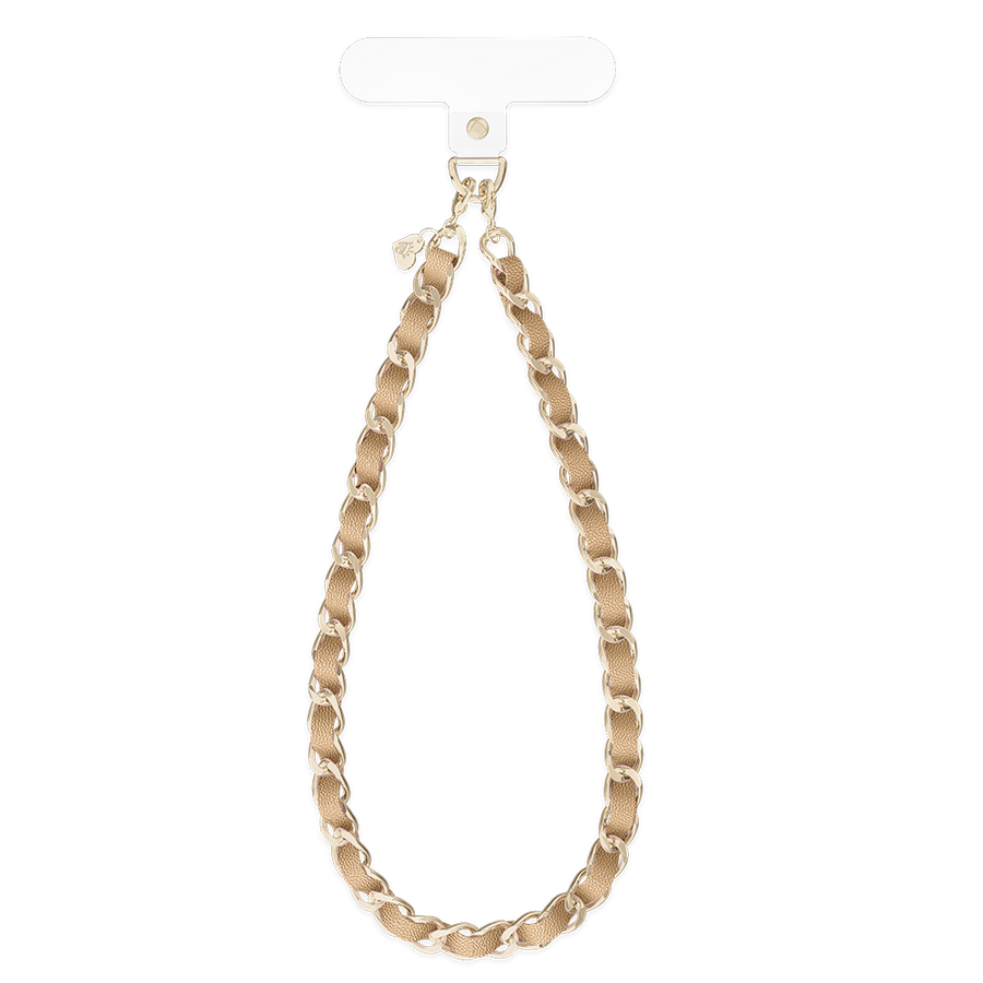 Nude Leather Chain Phone Charm