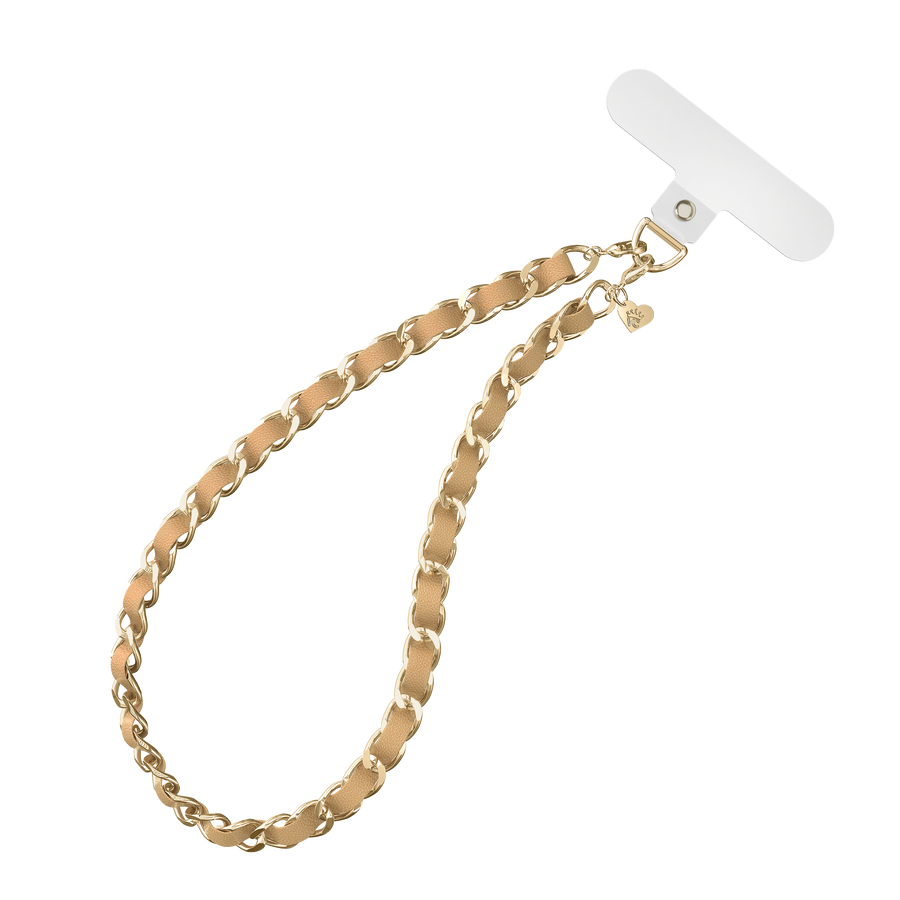 Nude Leather Chain Phone Charm