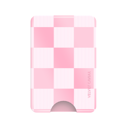 Pink Vibe Checkered Magsafe Wallet