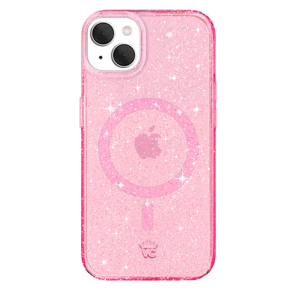 Clear Pink Glitter Protective Phone Case - Fits iPhone 6/7/8/SE