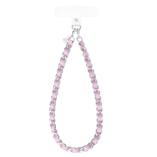 Pink Leather Chain Phone Charm