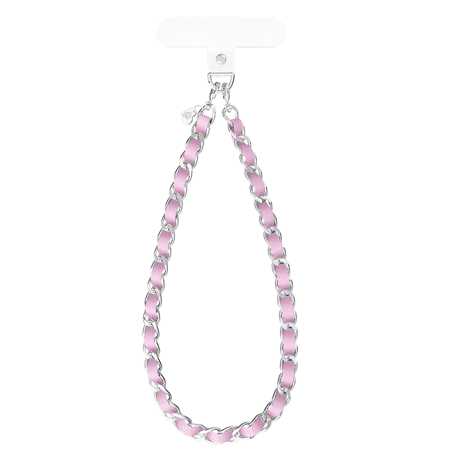 Pink Leather Chain Phone Charm