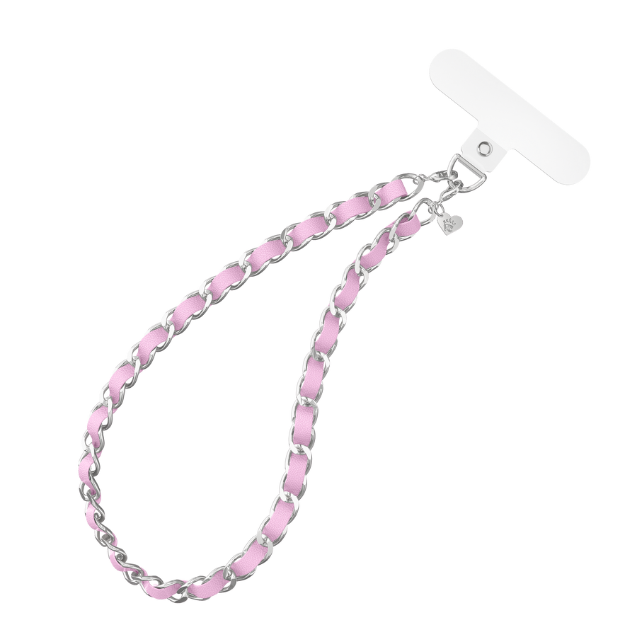 Pink Leather Chain Phone Charm