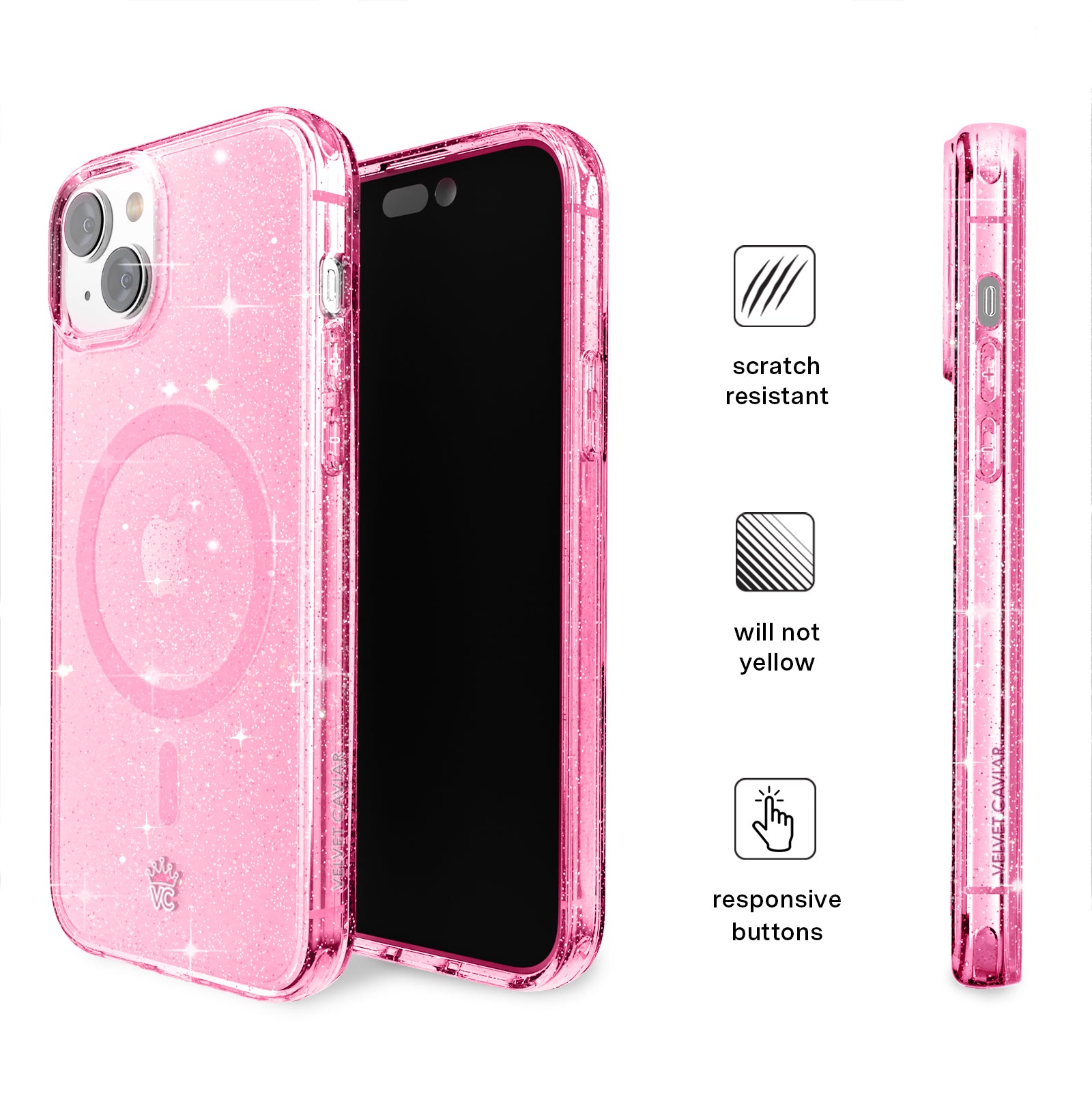 Transparent Glitter Pink Case For Iphone 12 Pro Max