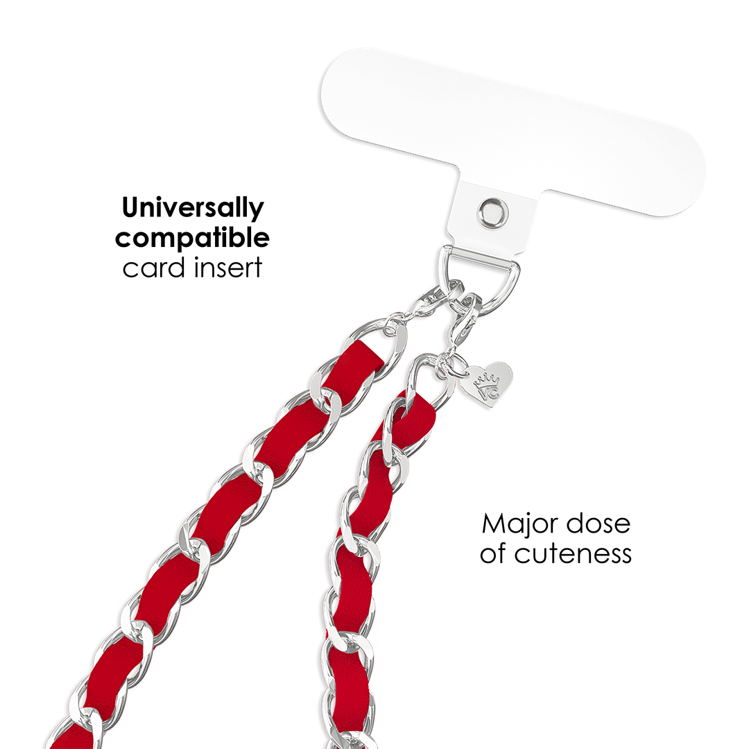 Red Leather Chain Phone Charm - Thumbnail 4
