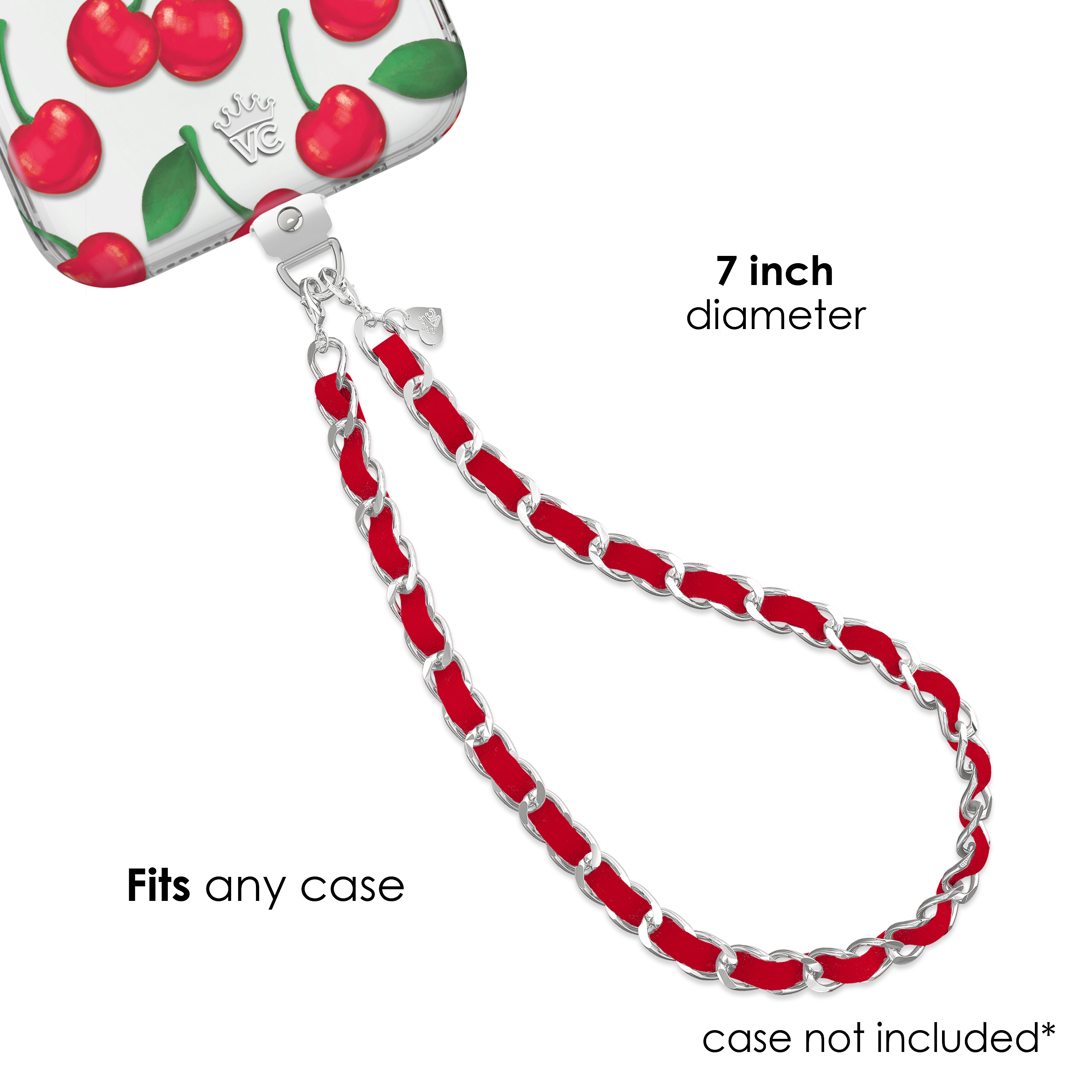 Red Leather Chain Phone Charm - Thumbnail 3
