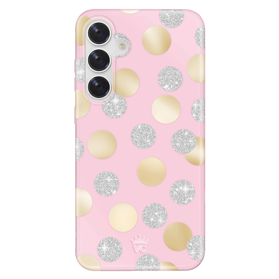 Pink Glitter Polka Dot Samsung Case