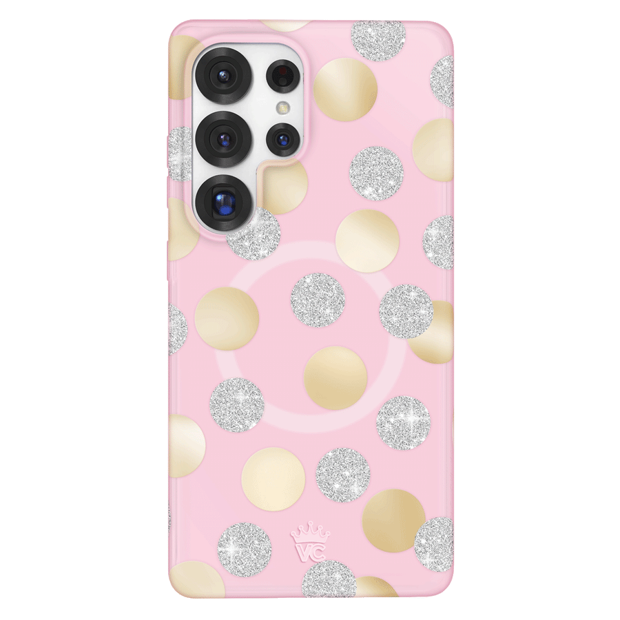 Pink Glitter Polka Dot Samsung Case