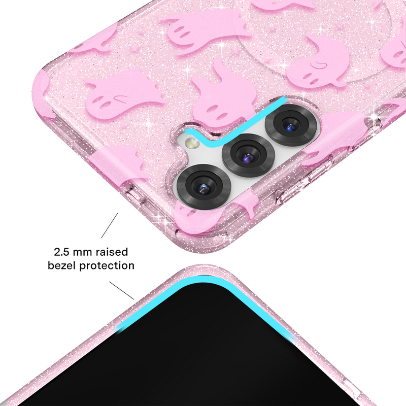 【DIMANCHE】STAR SNATY CASE (PINK) Ghosted Pink Glitter Samsung Case