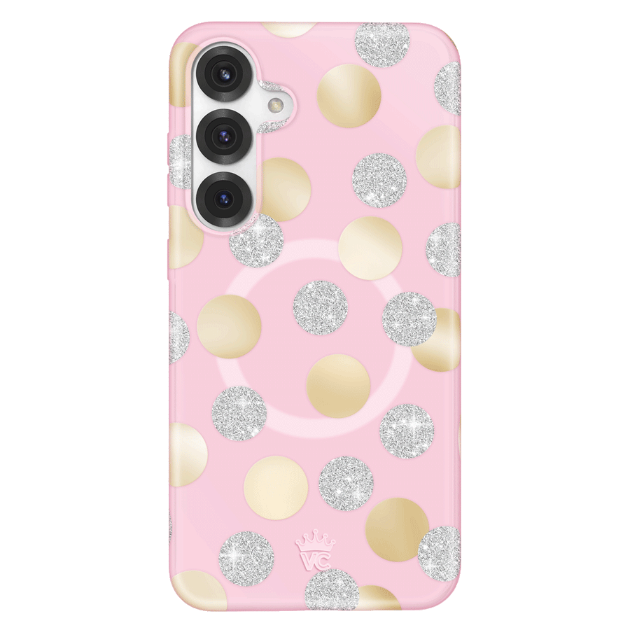 Pink Glitter Polka Dot Samsung Case
