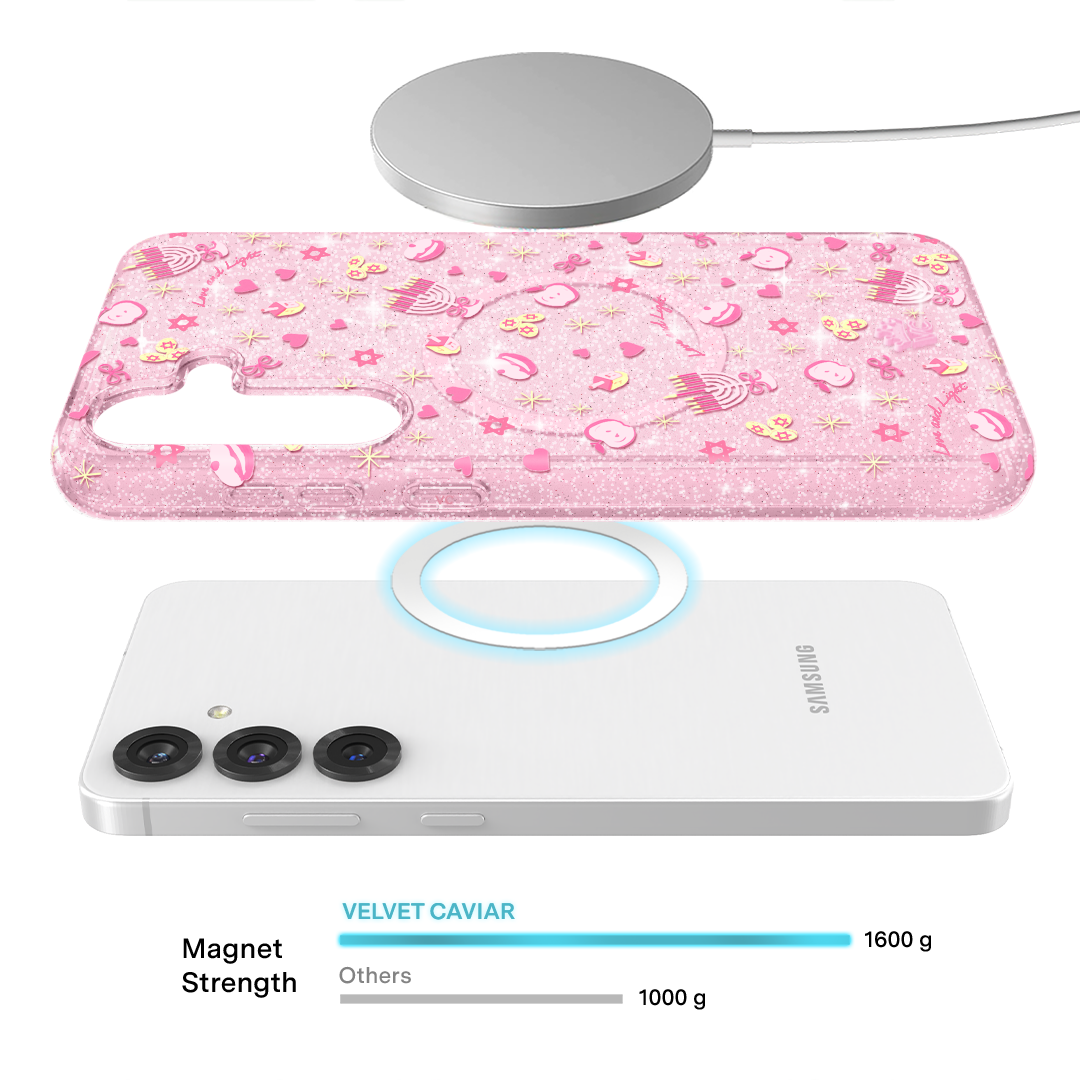 Pink Hanukkah Glitter Samsung Case - Thumbnail 4