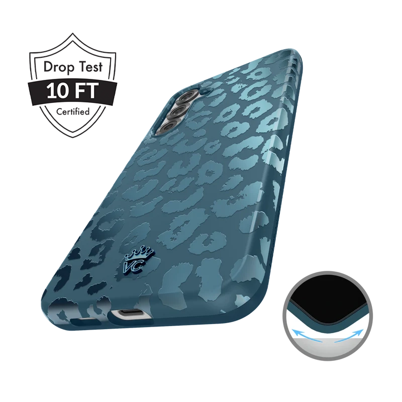 Metallic Navy Leopard Samsung Case - Thumbnail 3