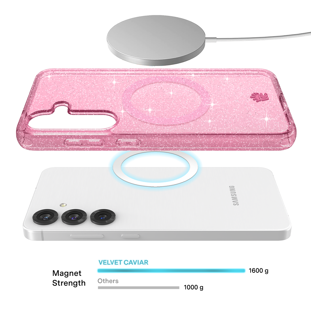 Pink Stardust Glitter Samsung Case - Thumbnail 4