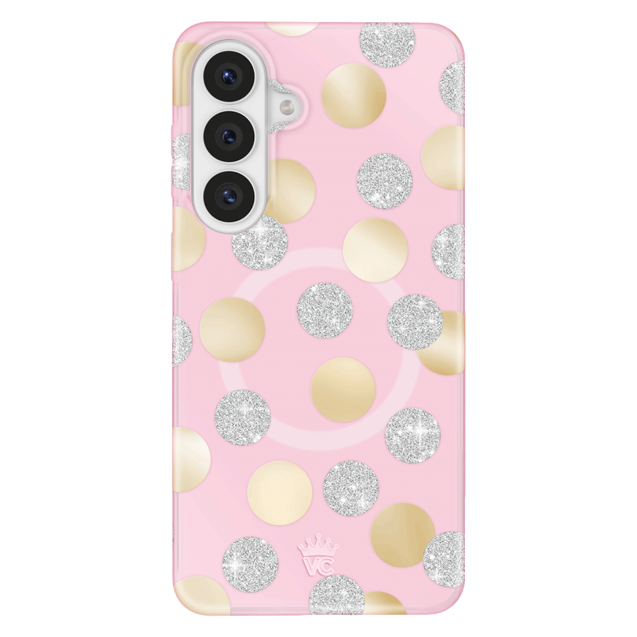 Pink Glitter Polka Dot Samsung Case