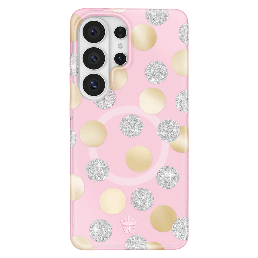 Pink Glitter Polka Dot Samsung Case