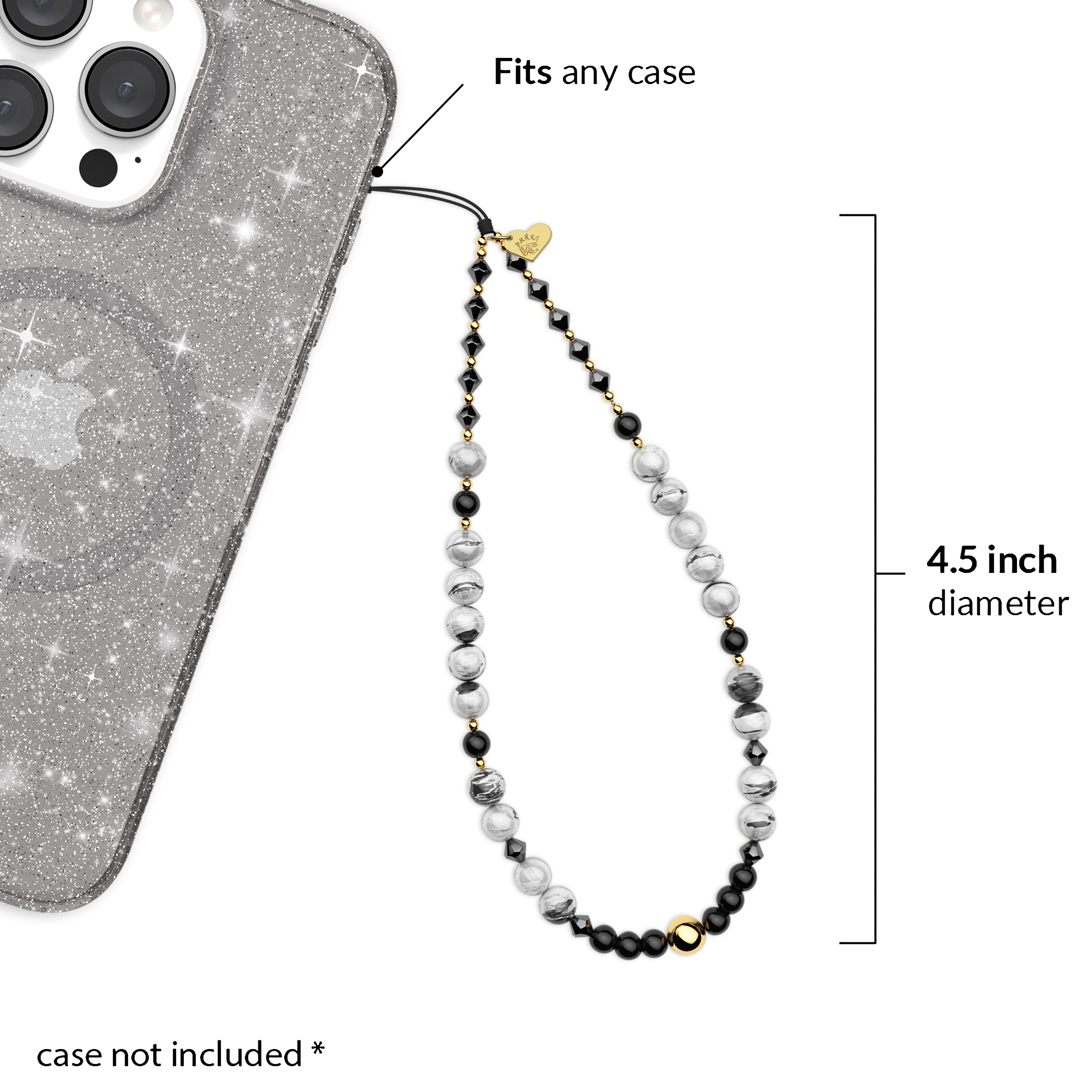 Stone Grey Gemstone Phone Charm - Thumbnail 3