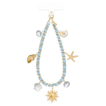 Coastal Princess Leather Chain Phone Charm