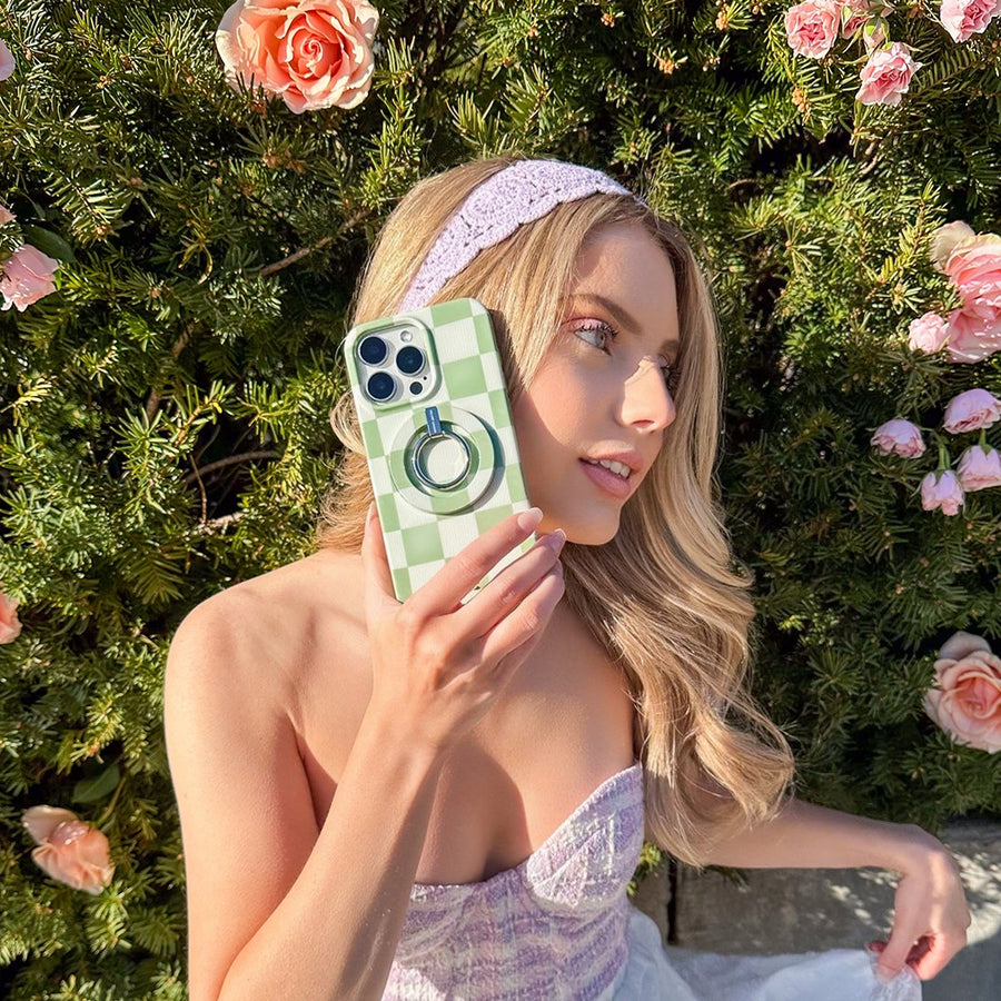 Pistachio Vibe Checkered iPhone Case lifestyle