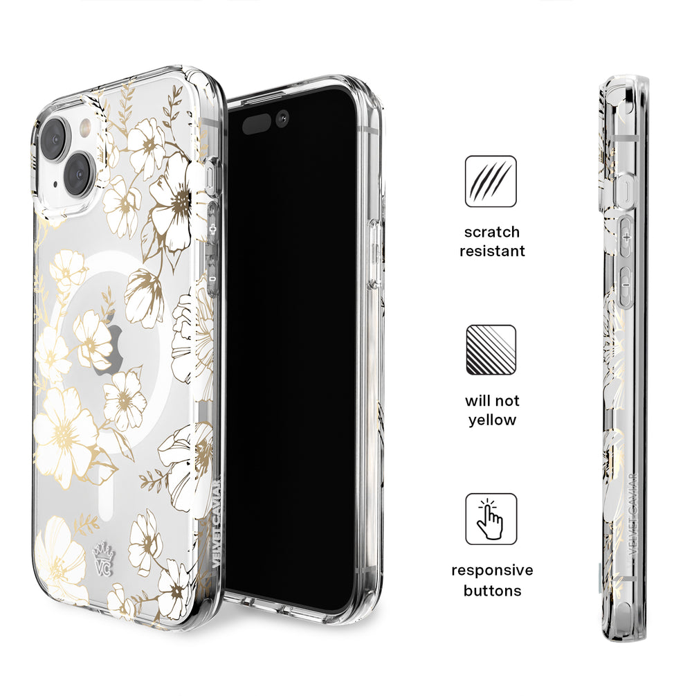 White and Gold Floral Clear iPhone Case White and Gold Floral Clear iPhone Case