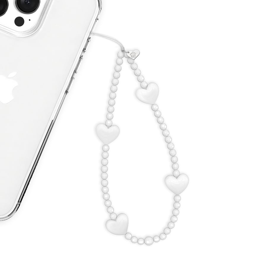 White Heart Phone Charm