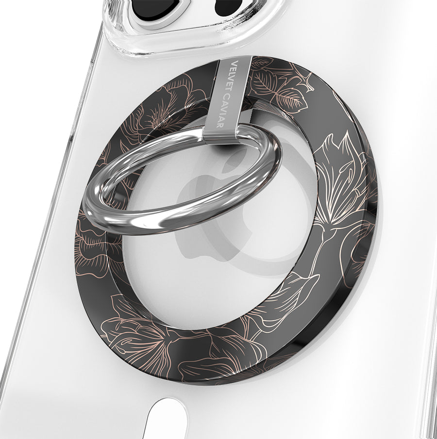 Floral Rose Gold Chrome MagSafe Grip Ring