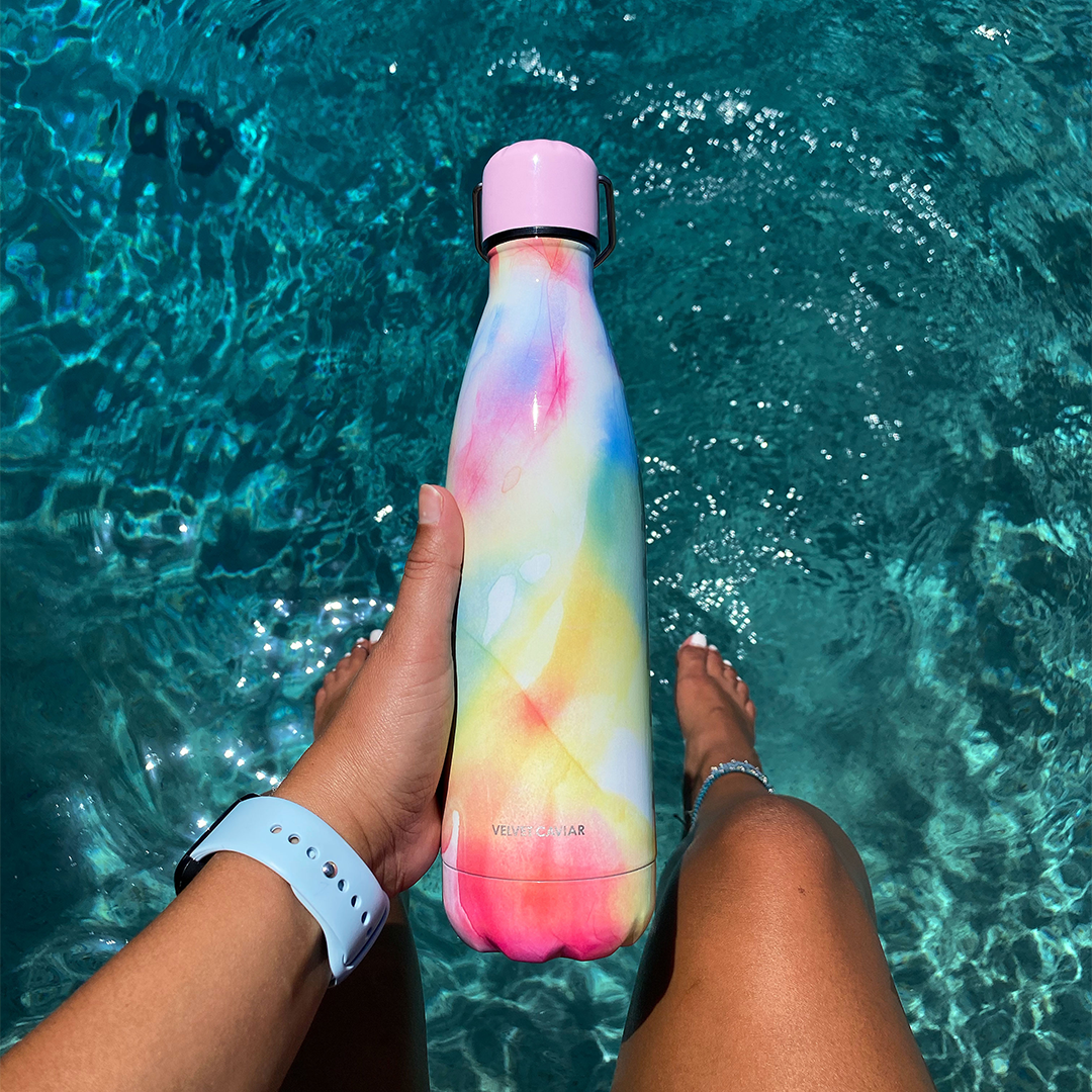 Pastel Tie Dye Personalized Double-Wall Vacuum Insulated 32oz Water Bottle