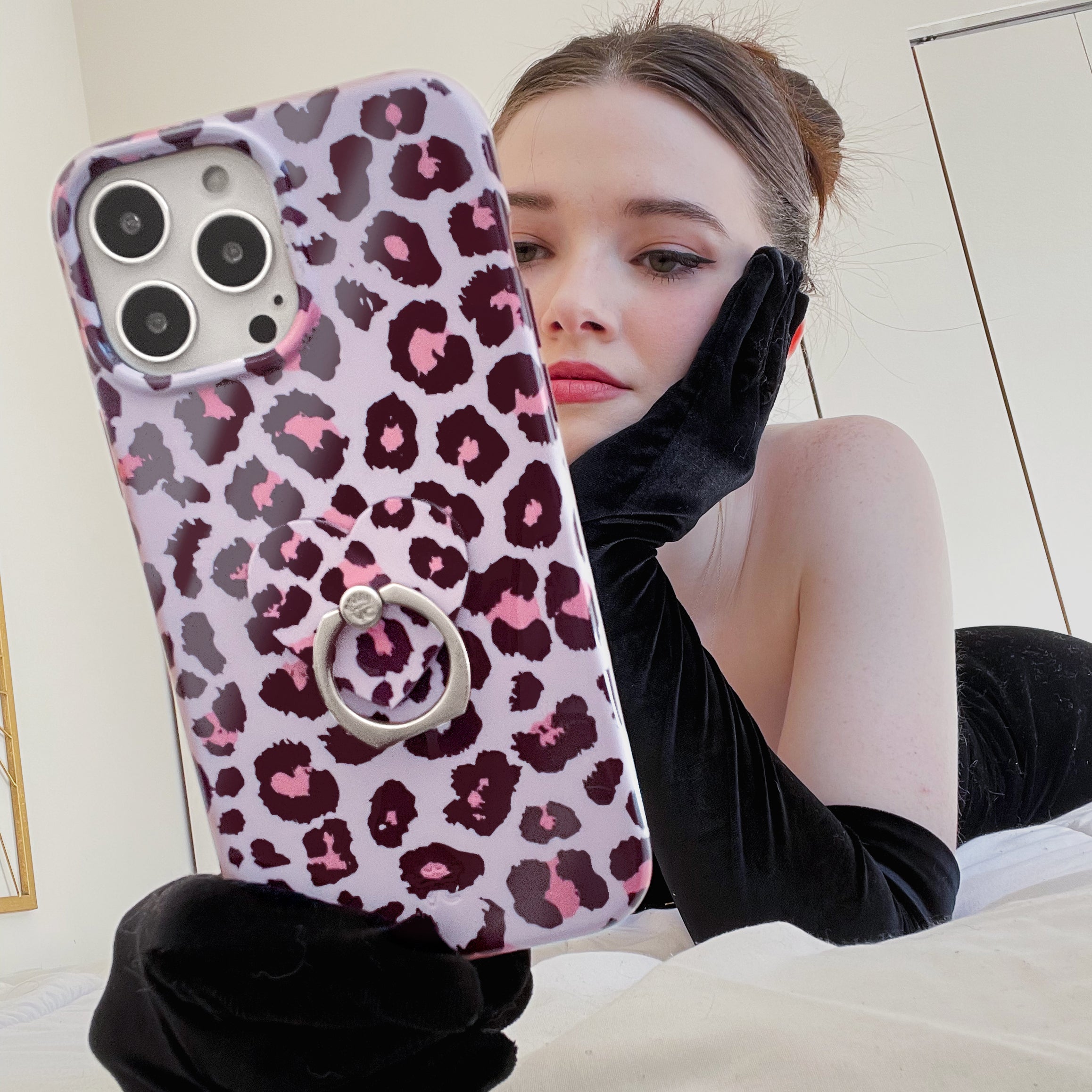 For iPhone 15 Pro Max Plus 14 13 12 11 X 8 7 SE - Cute Leopard Female Girls  Case