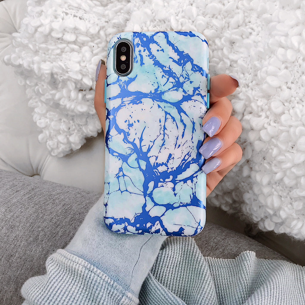 Ocean Blue Chrome Marble iPhone Case – VelvetCaviar.com