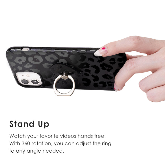 Leopard Square Edge Ring Stand Trunk Luxury Phone Case With