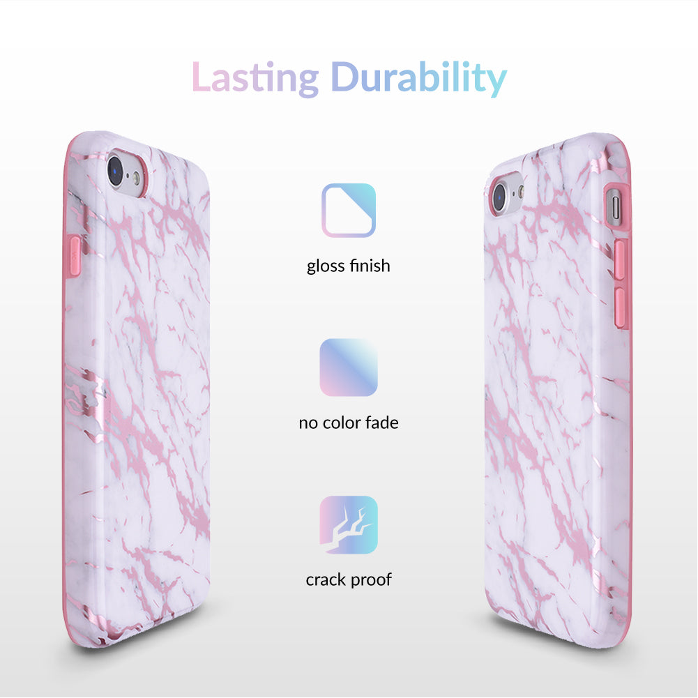 White Marble Pink Chrome iPhone Case – VelvetCaviar.com