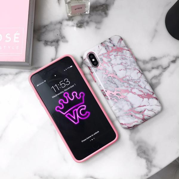Velvet Caviar Compatible with iPhone x Case & iPhone Xs Case Marble for Women & Girls - Cute Protective Phone Cases (Pink Iridescent Holographic Blue)