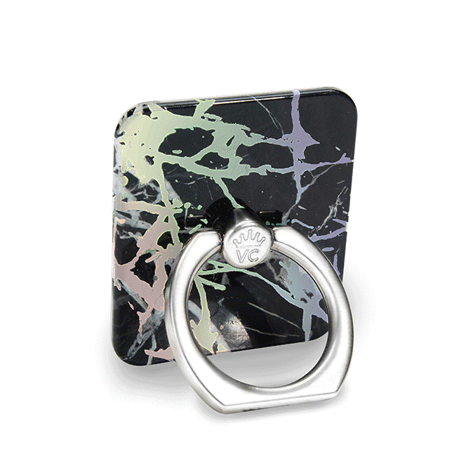 Holo Black Marble Phone Ring