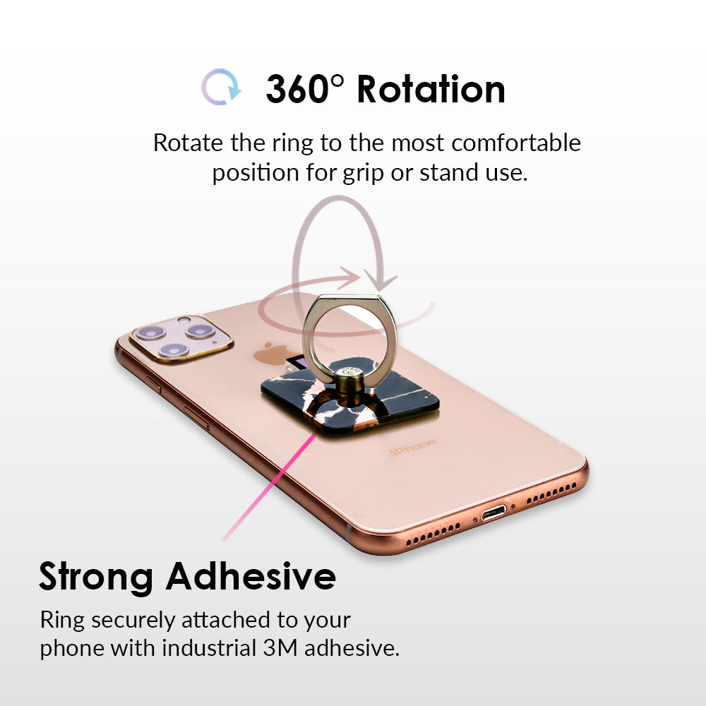 Black Marble Rose Gold Chrome Phone Ring - Thumbnail 4