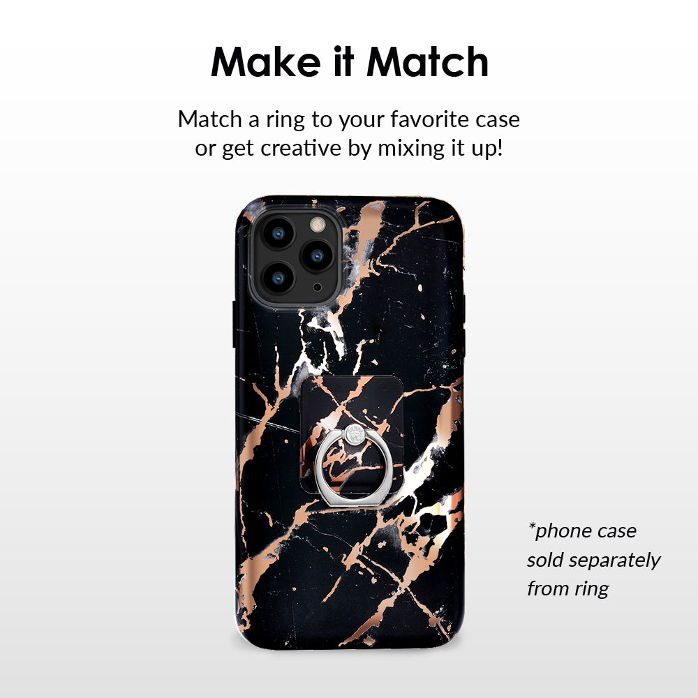 Black Marble Rose Gold Chrome Phone Ring - Thumbnail 2
