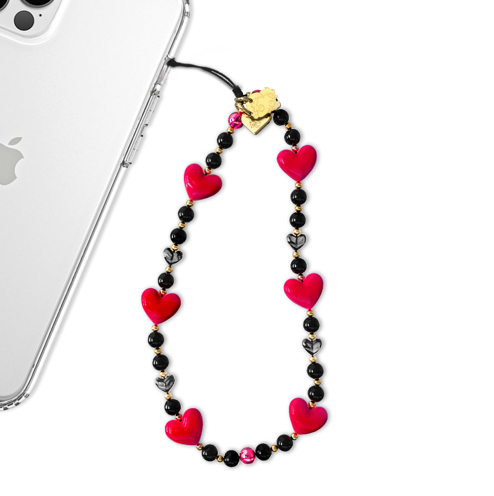 Betty Boop Black Heart Phone Charm