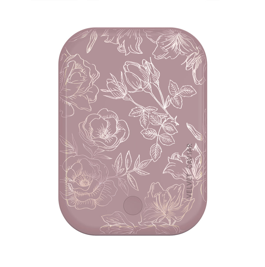 Dusty Rose Chrome Floral MagSafe Battery Power Pack