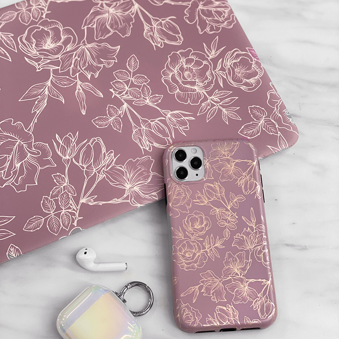 Dusty Rose Floral MacBook Case - Thumbnail 4