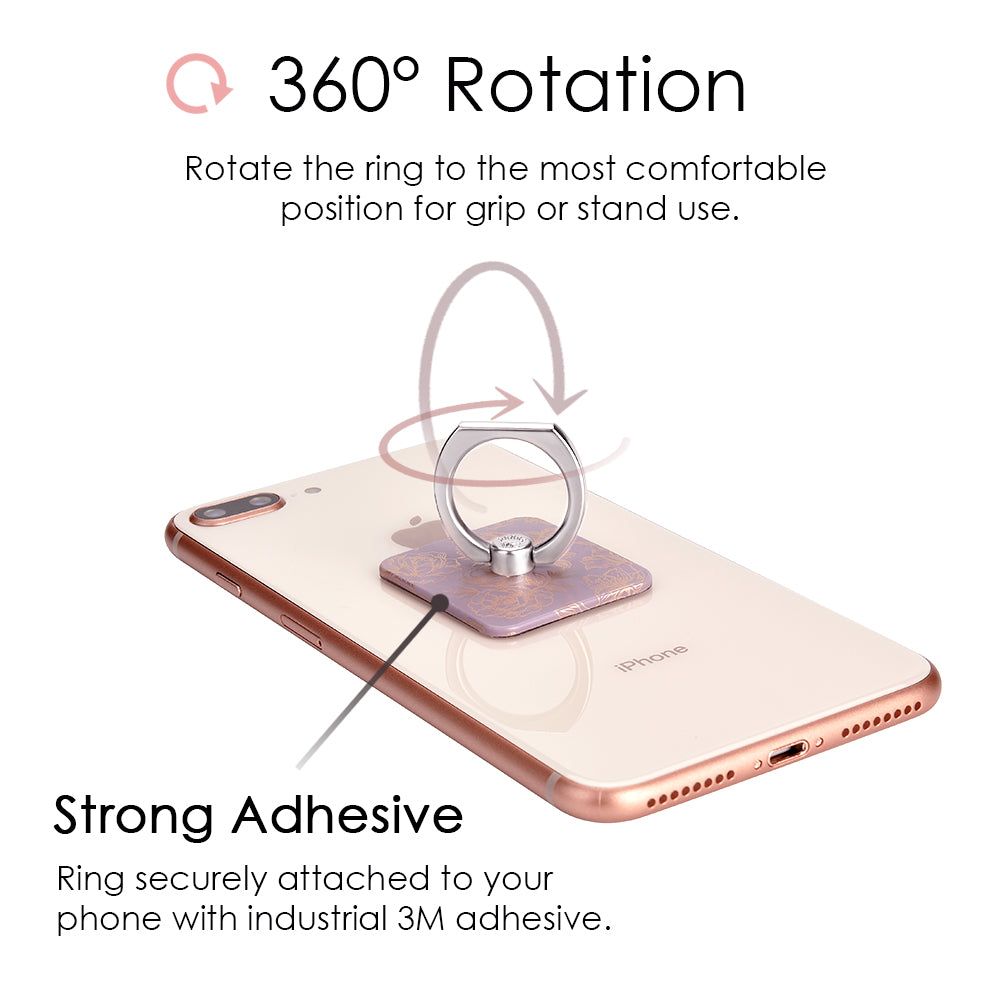 Dusty Rose Chrome Floral Phone Ring - Thumbnail 3