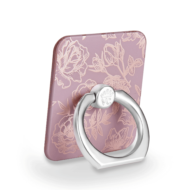 Dusty Rose Chrome Floral Phone Ring