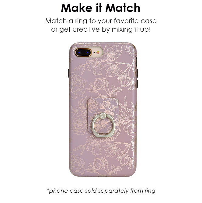 Dusty Rose Chrome Floral Phone Ring - Thumbnail 2